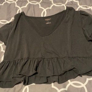 Black crop top frilly